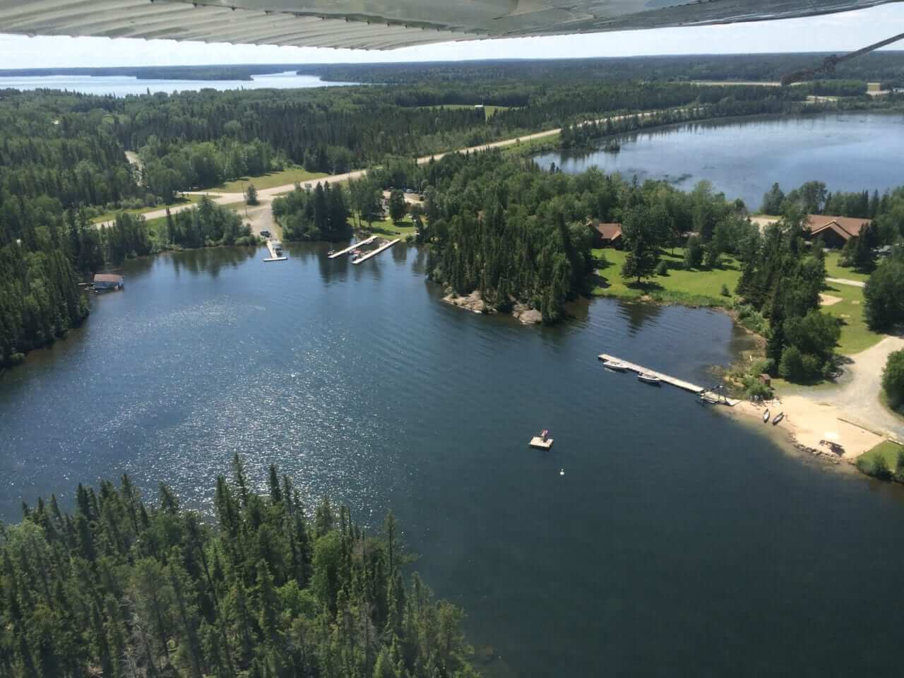 Bakers Narrows Lodge from the view of a floatplane.