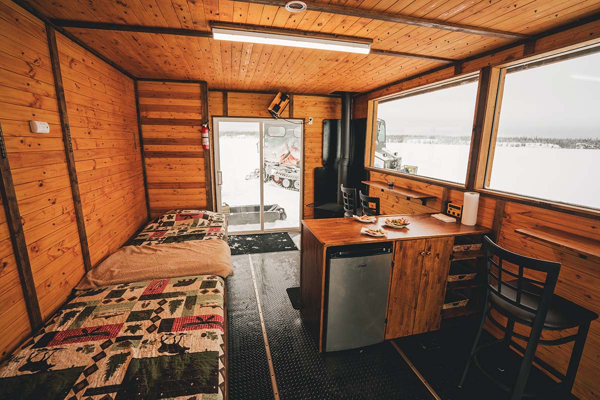 An interior view of a Manitoba cabin rental at Bakers Narrows Lodge outside of Flin Flon, Manitoba.